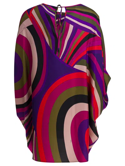 Pucci Iride Print Mini Silk Kaftan Dress In Multi