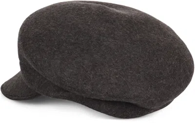 Emporio Armani Cap With A Wool Visor And Embroidered Logo In Gray