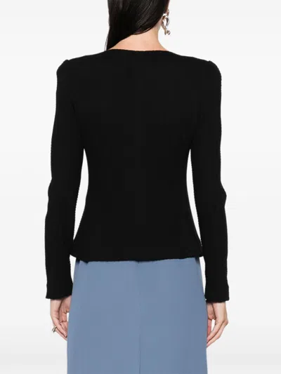 Emporio Armani Cotton Blend Blazer Jacket In Black