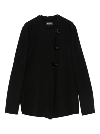 Emporio Armani Jacket Cotton Single-breasted Stand Collar In Black