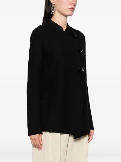 Emporio Armani Jacket Cotton Single-breasted Stand Collar In Black
