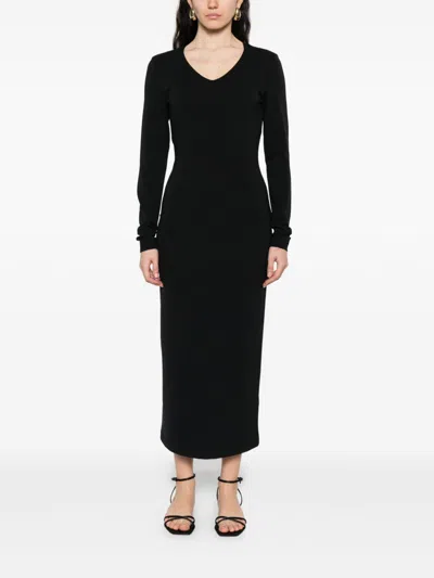 Emporio Armani Midi Dress Featuring Knot Detail And Open Design In Black