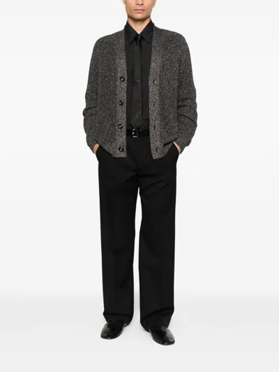 Emporio Armani Buttoned Shawl-collar Cardigan In Gray