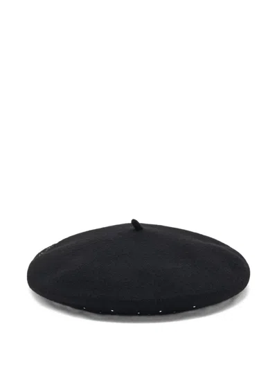 Emporio Armani Round Wool Hat Embellished Design In Black