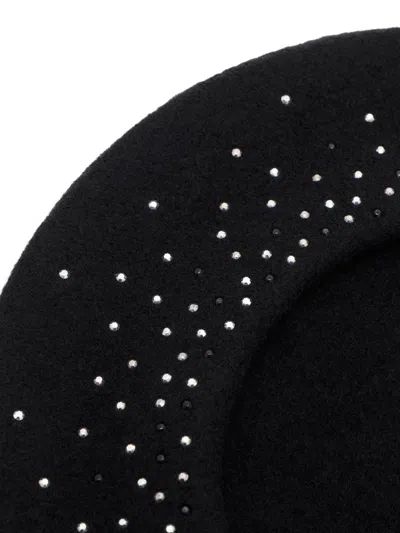 Emporio Armani Round Wool Hat Embellished Design In Black