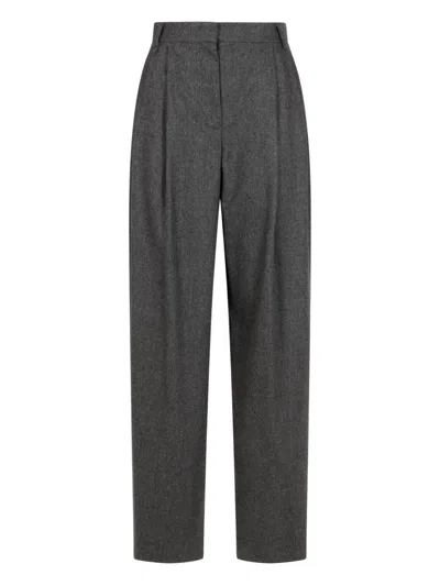 Emporio Armani Trousers Checked Wool Pleated Front In Gray