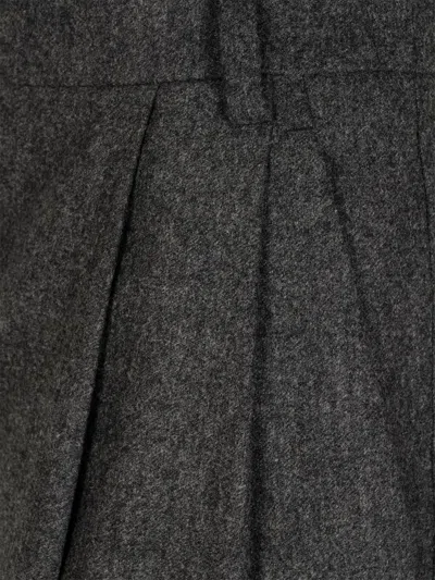 Emporio Armani Trousers Checked Wool Pleated Front In Gray