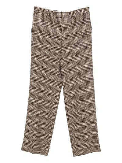 Emporio Armani High Waist Wide-leg Trousers With Button Accents In Brown