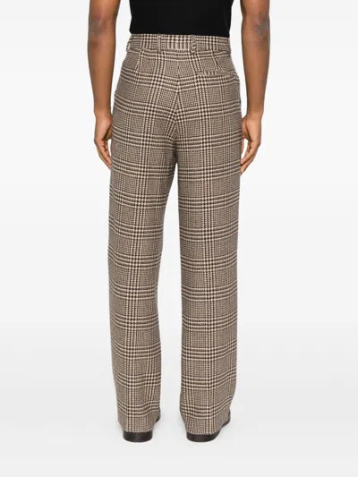 Emporio Armani High Waist Wide-leg Trousers With Button Accents In Brown