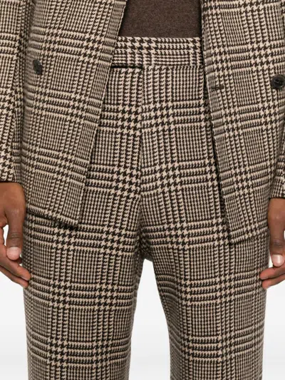 Emporio Armani High Waist Wide-leg Trousers With Button Accents In Brown