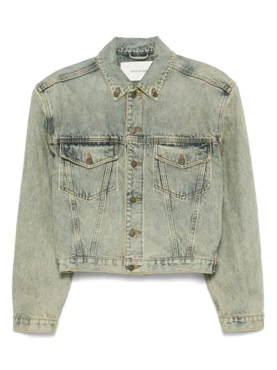 Entire Studios Blue Shrunken Denim Jacket In Surfacewave