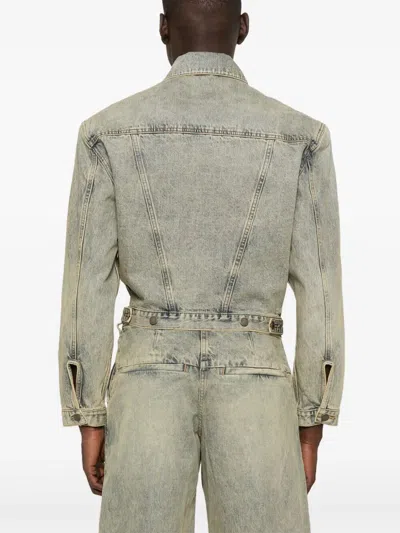 Entire Studios Blue Shrunken Denim Jacket In Surfacewave