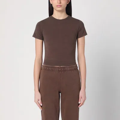 Entire Studios Brown Cropped T-shirt In Cotton In Brown