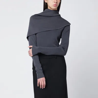 Entire Studios Asymmetric Turtleneck Sweater Cape Detail In Gray