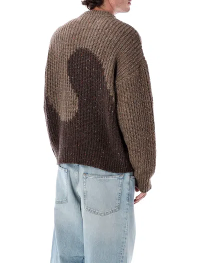 Erl Color Block Long Sleeve Knit Sweater In Gray