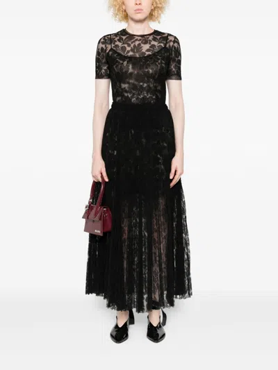 Ermanno Scervino Midi Skirt With Lace Overlay Design In Black