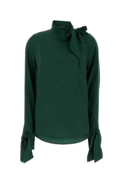 Ermanno Scervino Dark Green Stretch Silk Blouse