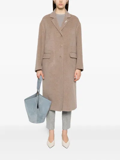 Ermanno Scervino Efezia Coat With Button Closure And Flap Pockets In Neutral