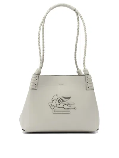 Etro Braided Handle Structured Shoulder Bag In Gray