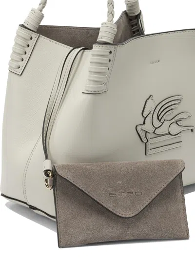 Etro Braided Handle Structured Shoulder Bag In Gray