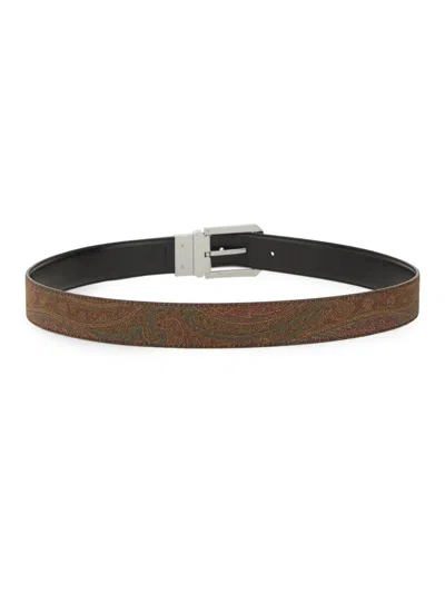 Etro Adjustable Paisley Pattern Metal Buckle Belt In Brown