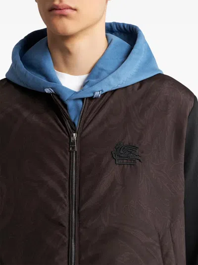 Etro Paisley Print Bomber Jacket With Panels In Brown