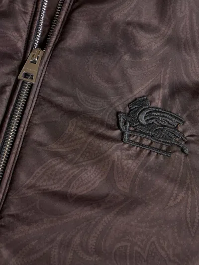 Etro Paisley Print Bomber Jacket With Panels In Brown