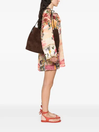 Etro Small Libra Braided Suede Shoulder Bag In Brown