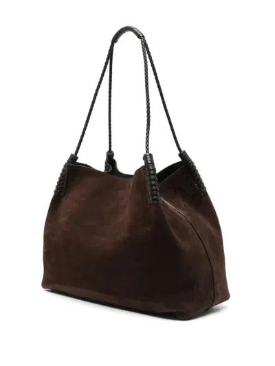 Etro Small Libra Braided Suede Shoulder Bag In Brown
