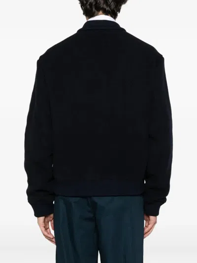 Etro Navy Blue Bomber Jacket With Embroidered Logo And Zip Fastening In Black