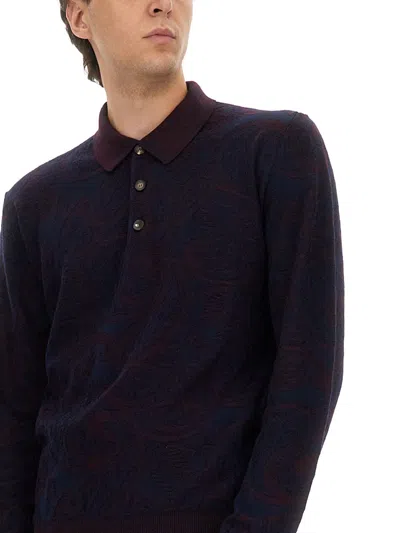 Etro Long-sleeved Polo Shirt In Black