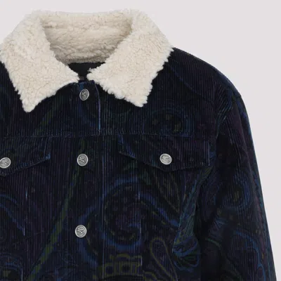 Etro Paisley-print Corduroy Jacket Giubbino In Blue