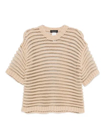 Fabiana Filippi Textured Open-knit Ribbed Knitwear Piece In Brown