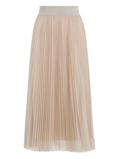 Fabiana Filippi Pleated Tulle Wide Skirt In Neutral