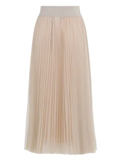 Fabiana Filippi Pleated Tulle Wide Skirt In Neutral