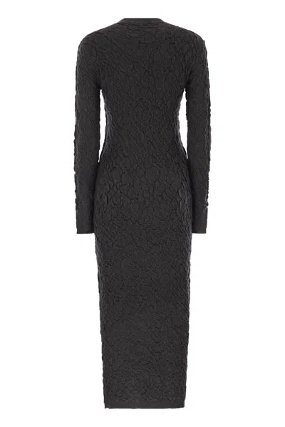 Fabiana Filippi Slim Dress With Embossed Finish In Black