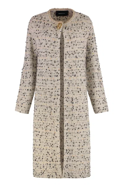 Fabiana Filippi Wool Blend Maxi-cardigan In White