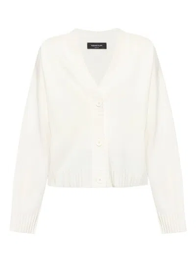 Fabiana Filippi Wool Blend V-necked Sweater In White
