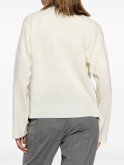 Fabiana Filippi Wool Blend V-necked Sweater In White
