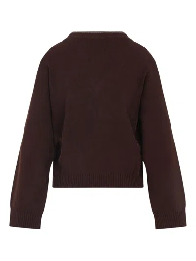 Fabiana Filippi Wool Silk Cashmere Blend V Neck Sweater In Brown