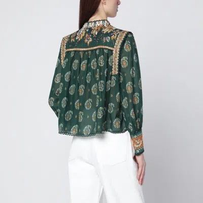 Farm Rio Tayla Green Cotton Blouse In Multi