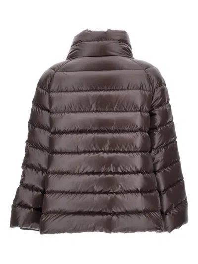 Fay Quilted Cape Down Jacket With Zip In Gray