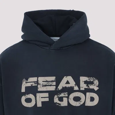 Fear Of God Black Vintage-effect Sweatshirt With Logo Print In Black