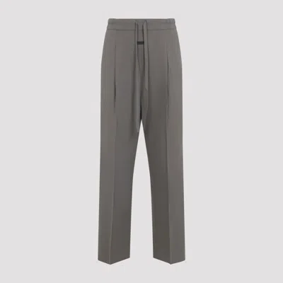 Fear Of God Premium Lyocell-cotton Blend Trousers With Adjustable Waistband In Gray