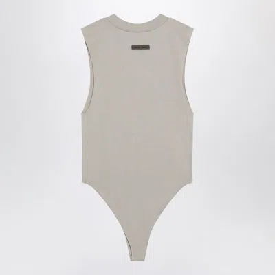 Essentials Logo Patch Ribbed Bodysuit In Gray