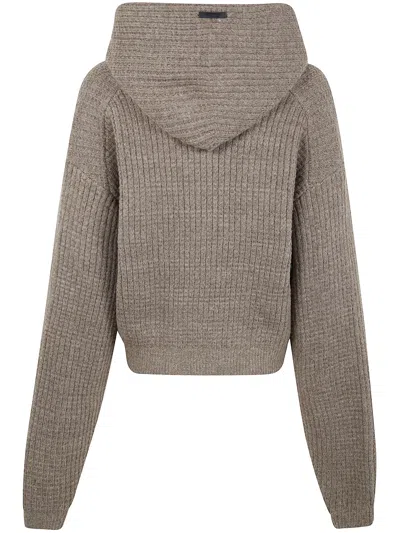 Essentials Fear Of God  "womens Heavy Waffle 90`s" Hoodie In Brown