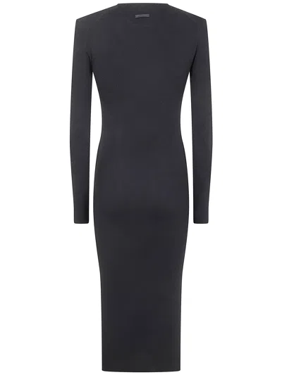 Essentials Womens Rib Long Sleeve Dress In Gray