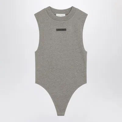 Essentials Fear Of God  Sleeveless Grey Cotton-blend Bodysuit In Gray
