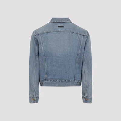 Fear Of God Light Blue Denim Jacket With Button-up Front And Vintage Finish In Blue