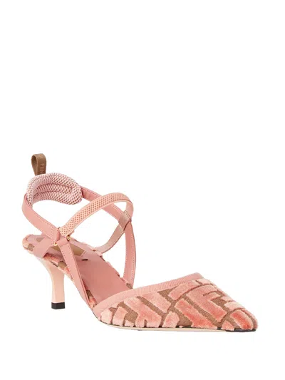 Fendi Beige Italian Heels In Pink